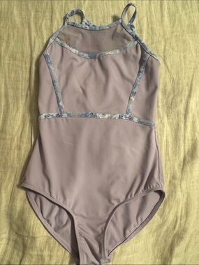 Mirella Lilac Girls One-Piece Leotard with Floral Trim